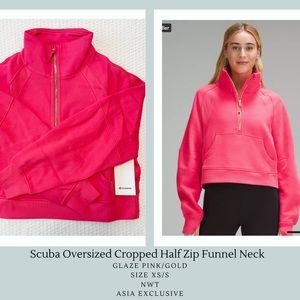 🆕 Scuba Oversized Funnel Neck Half Zip in Glaze Pink/Gold